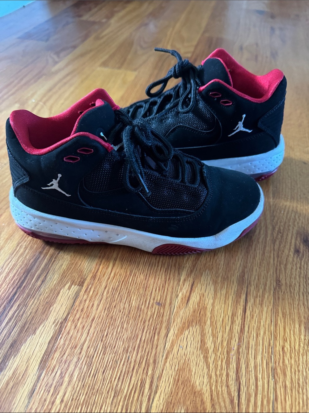 Jordan Kids Black and Red Mid-Top Sneakers
